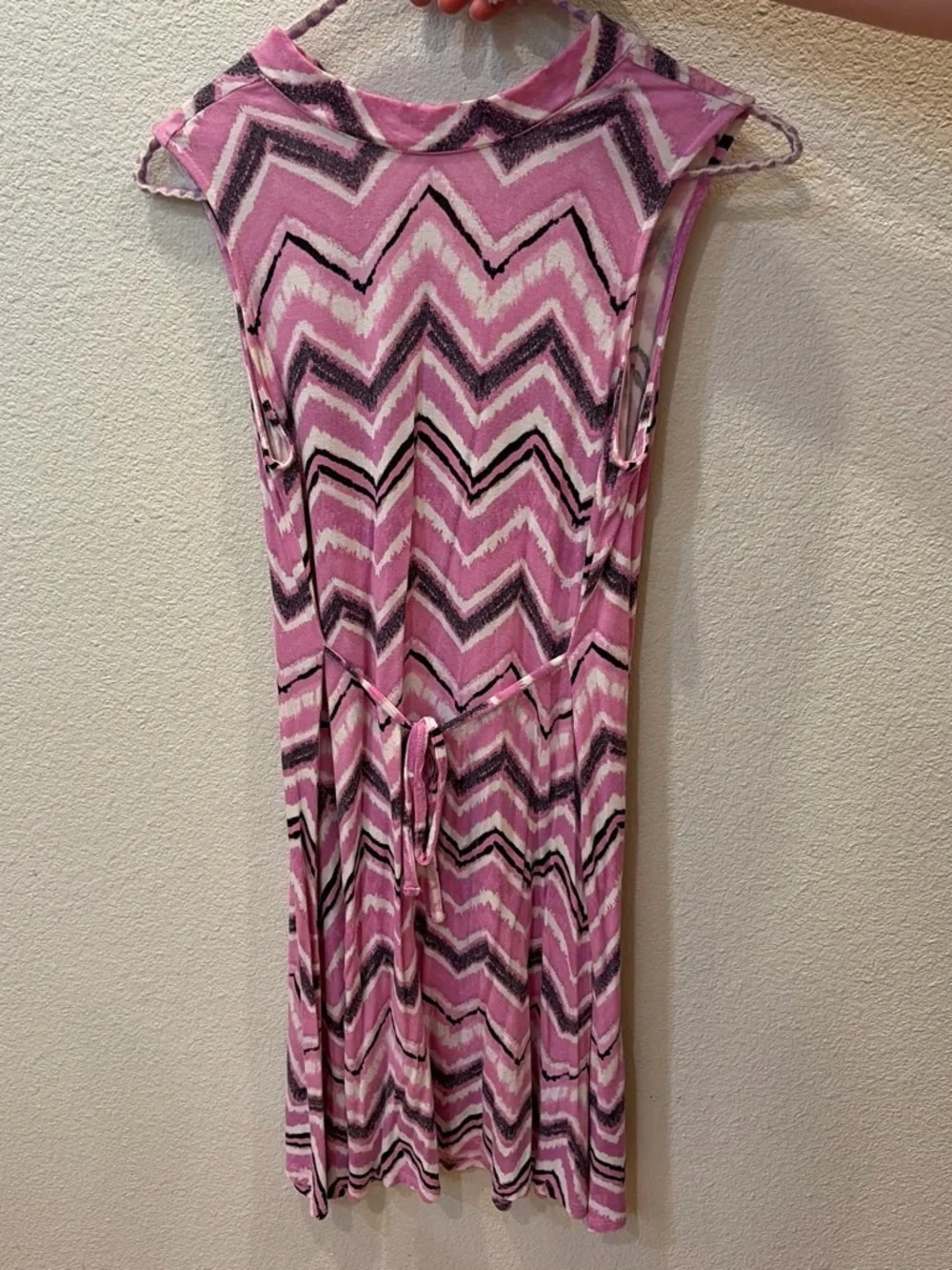 Justice Pink Chevron Knit Sleeveless Dress